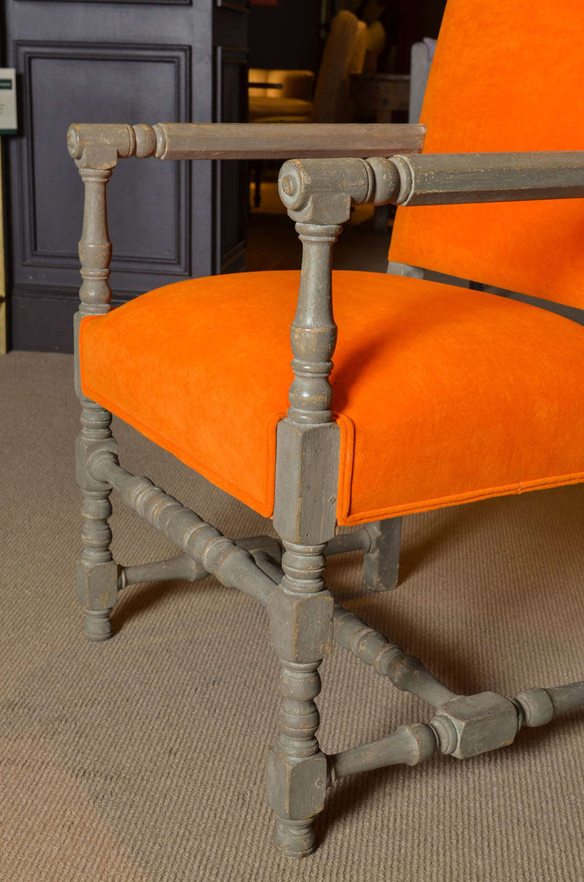 Upholstered Orange Arm Chair 2