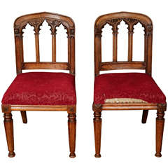 Pair of George IV "Gothic Revival" Oak Side Chairs