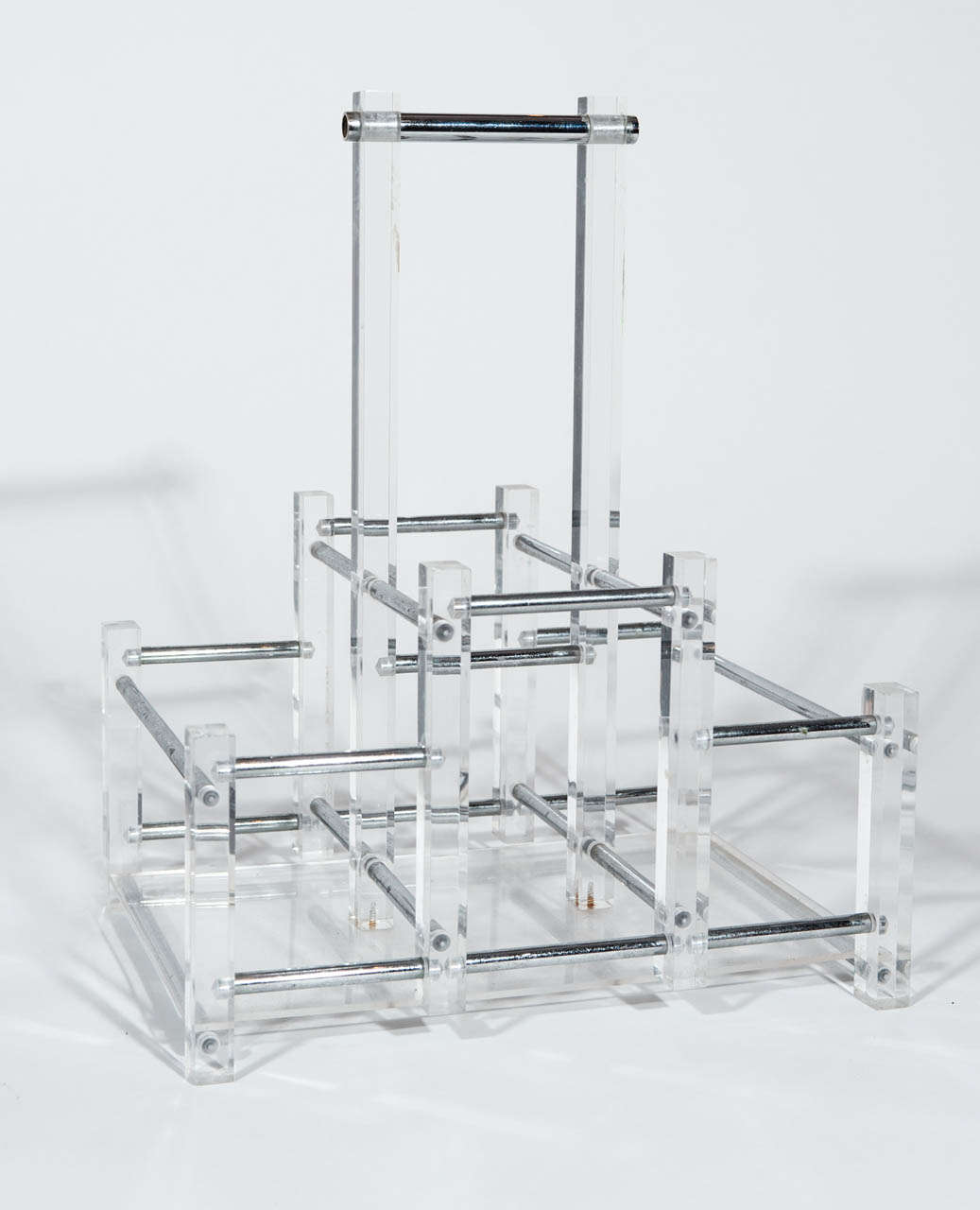 French Art Deco Lucite and Chrome Bar Bottle Holder For Sale