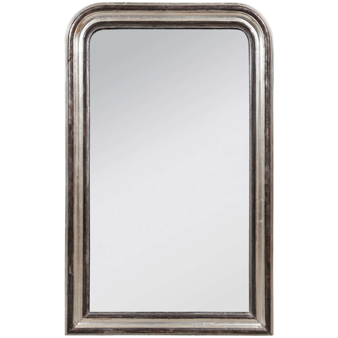19th Century Louis Phillippe Mirror with Silver Leaf Finish For Sale