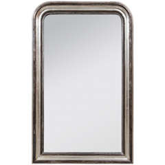19th Century Louis Phillippe Mirror with Silver Leaf Finish