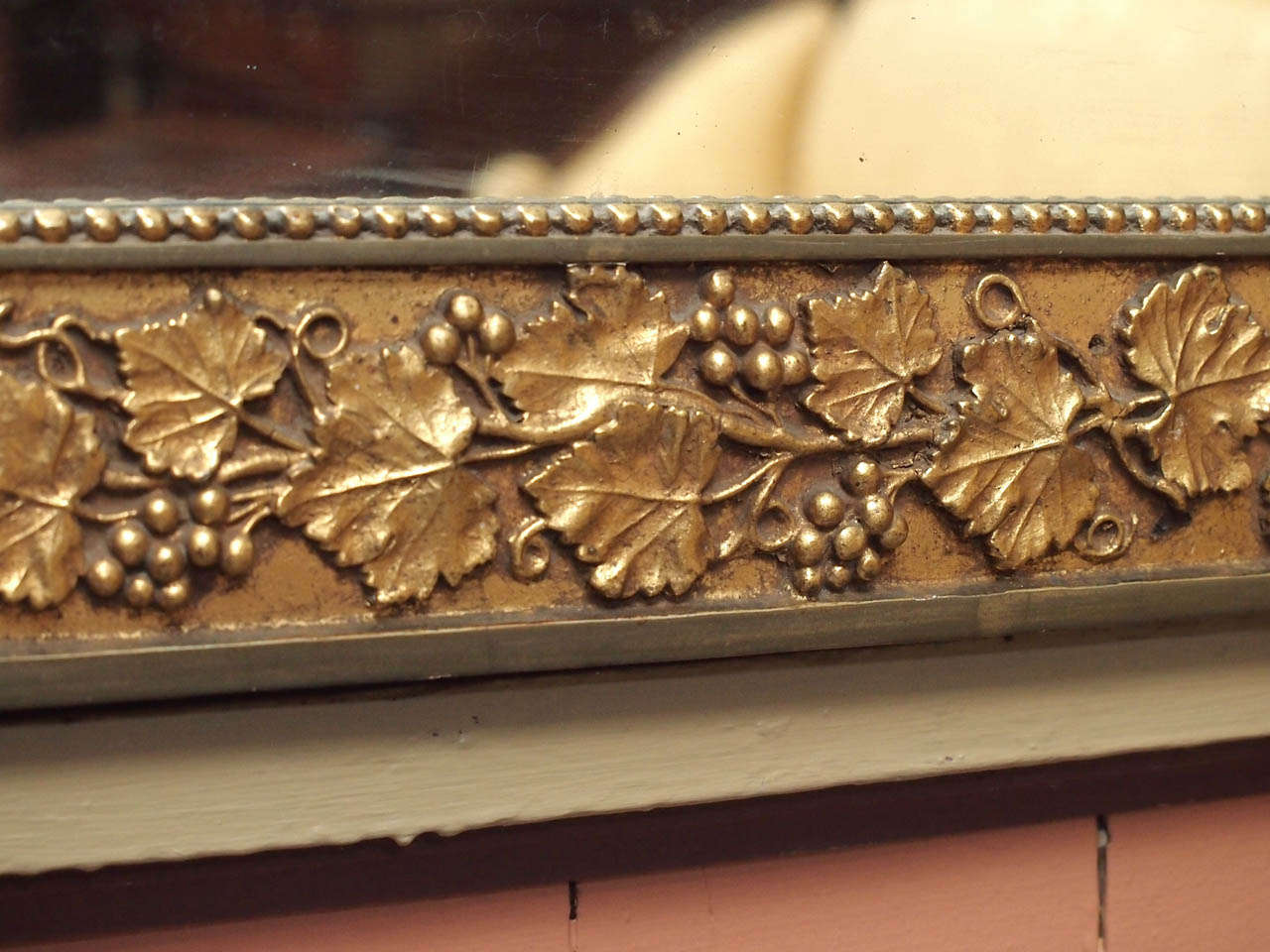 19th Century French Empire Period Gilded Mirror with Grape Motif For Sale