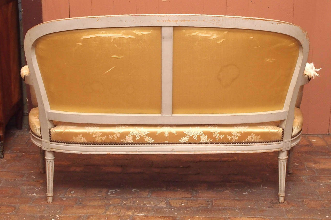 Silk Louis XVI Style Painted Salon Set