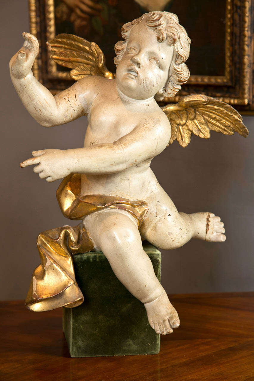 A Pair of Mid 18th Century Italian Angel Sculptures 1