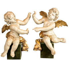 A Pair of Mid 18th Century Italian Angel Sculptures