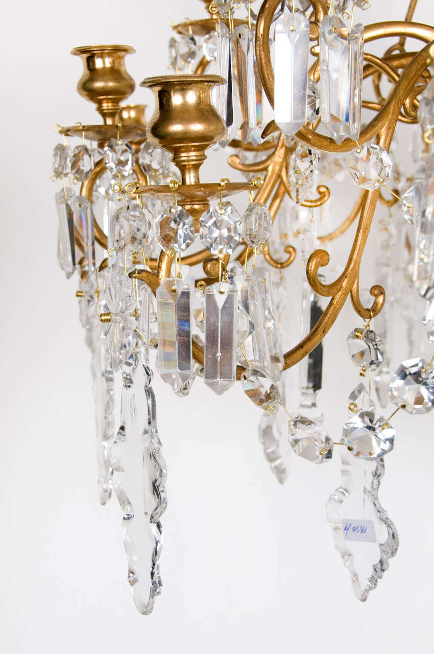 French 19th Century Baccarat Ormolu and Glass 18 Light Candelier For Sale
