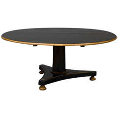 Regency Style Black Lacquer and Faux Oak Grained Center Table