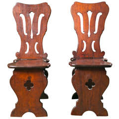 Pair of English Mahogany Hall Chairs