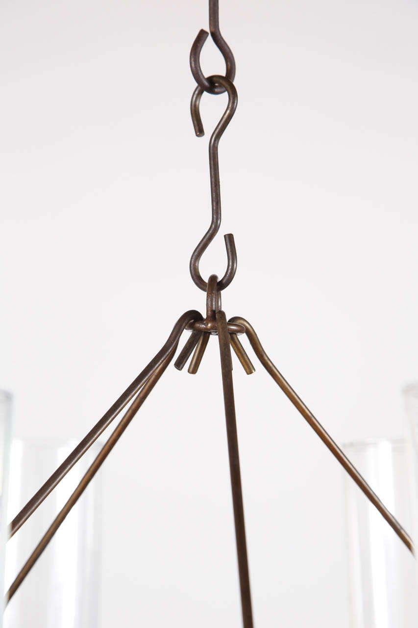 Modern Bronze and Glass Candle Chandelier