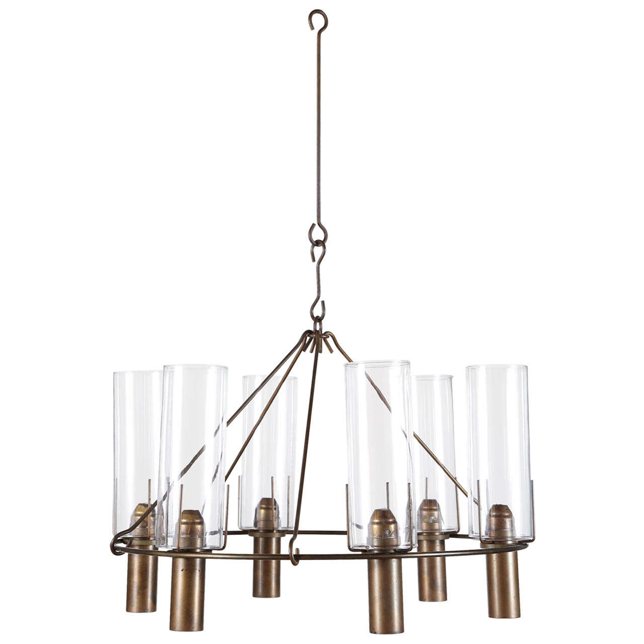 Bronze and Glass Candle Chandelier