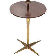 Collapsible, Brass and Wood-grain Laminate Cigarette Table for Stiffel