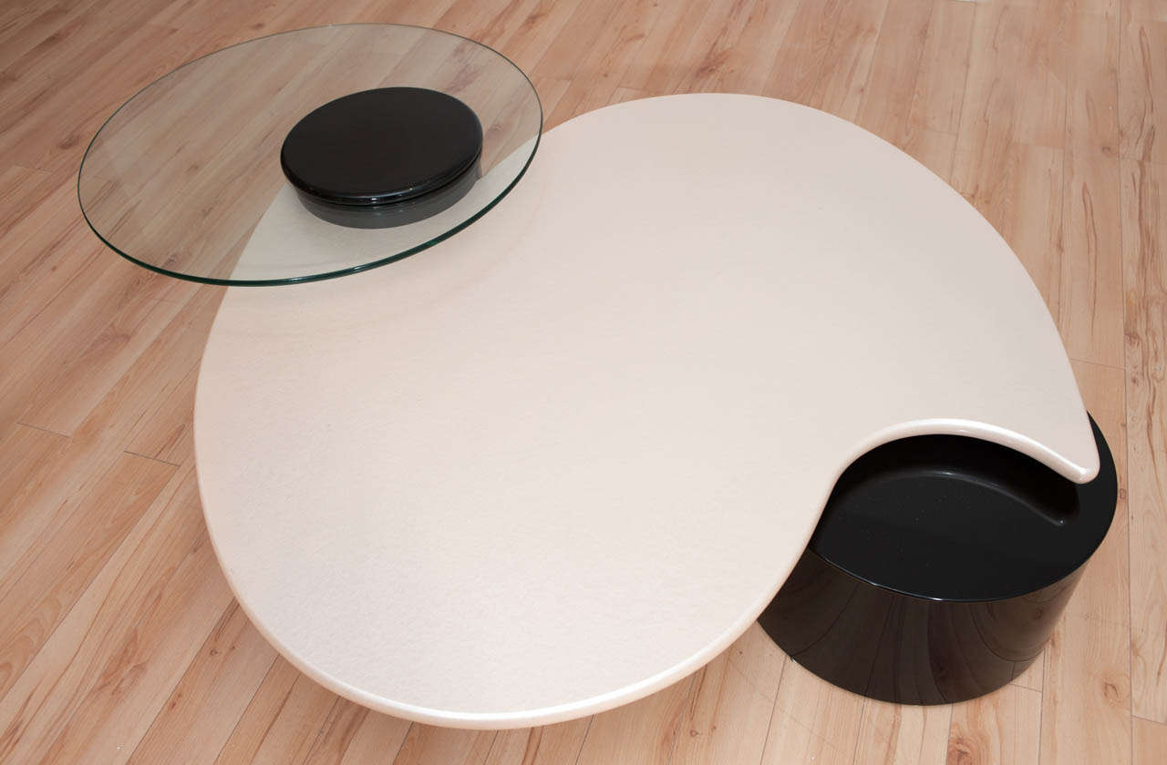 Glass Organic Form Coffee Table by Rougier