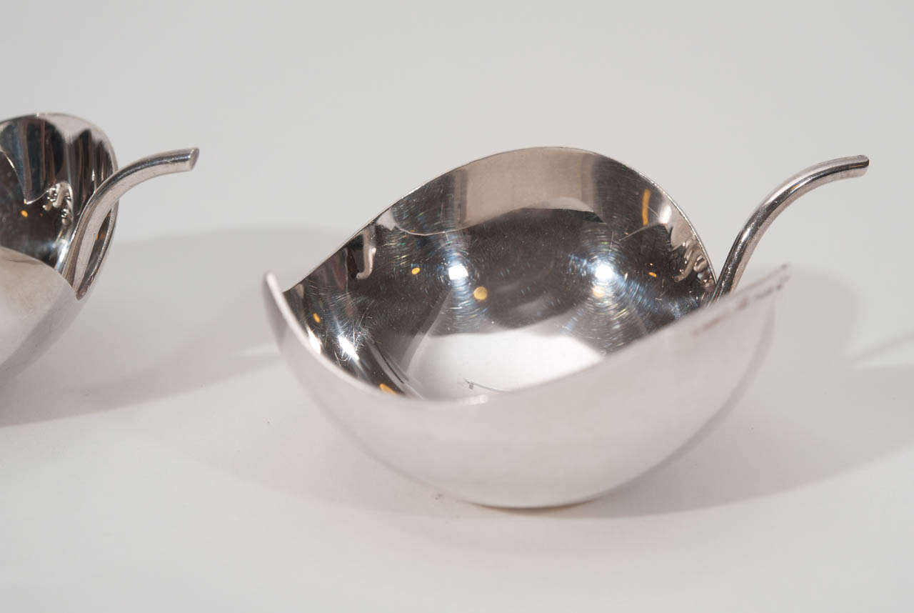 Danish Tapio Wirkkala Silvered Metal Leaf Form Bowls for Christofle/Gallia For Sale