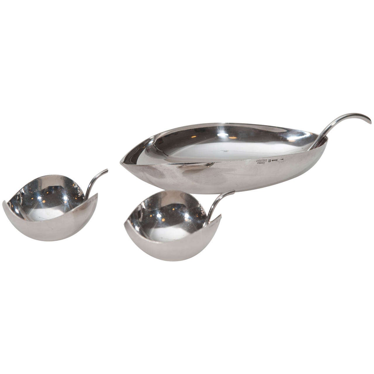 Tapio Wirkkala Silvered Metal Leaf Form Bowls for Christofle/Gallia For Sale