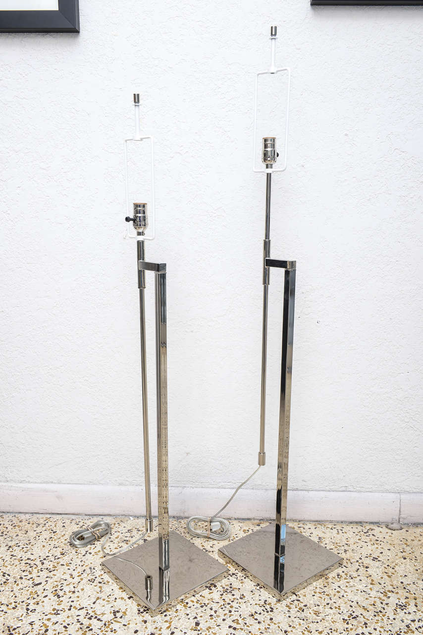 Pair of Nickel Plated Floor Lamps 5