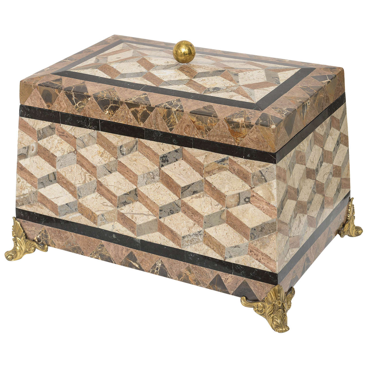 Regency Style Tessellated Stone Box in the Style of Maitland-Smith