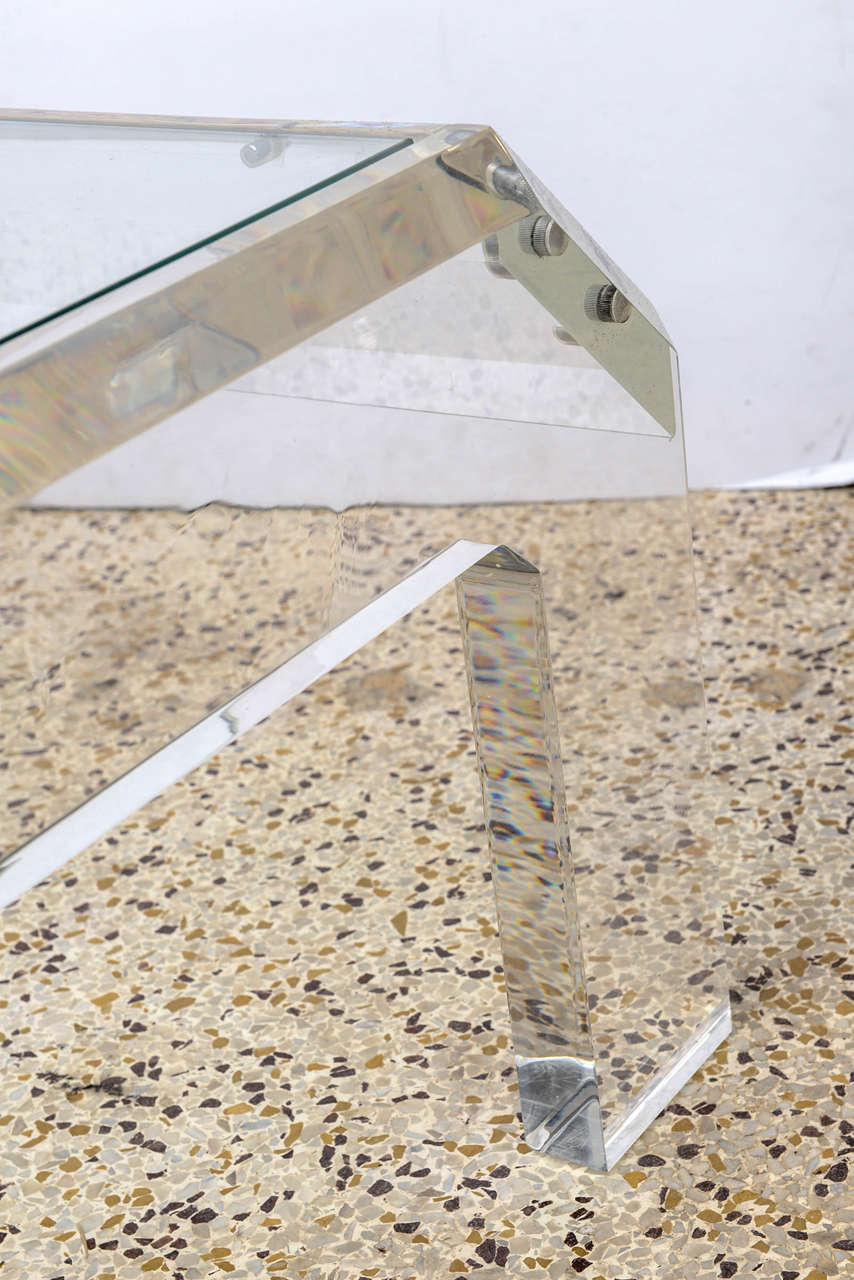 Late 20th Century Lucite and Glass Coffee Table