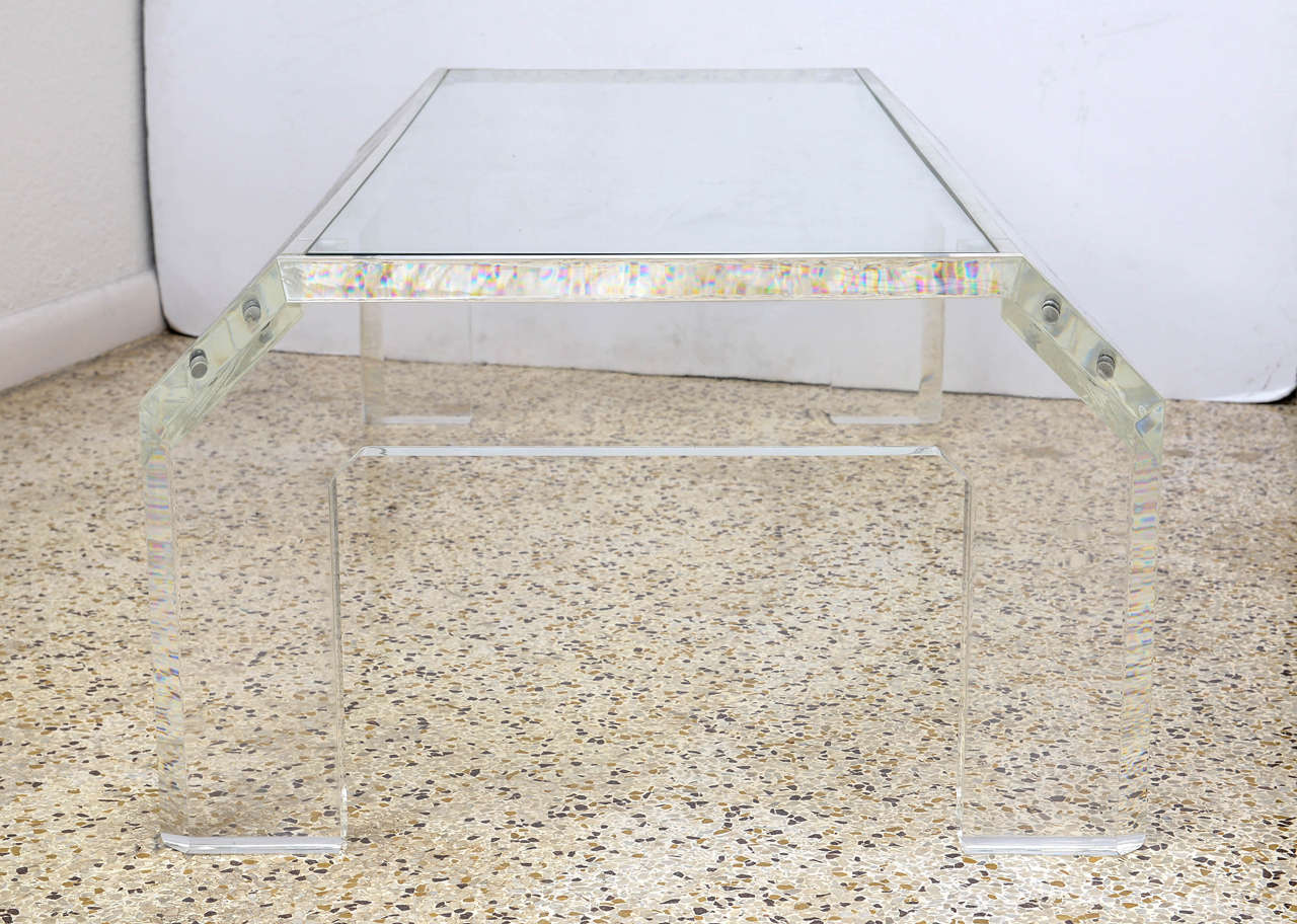 Lucite and Glass Coffee Table 4