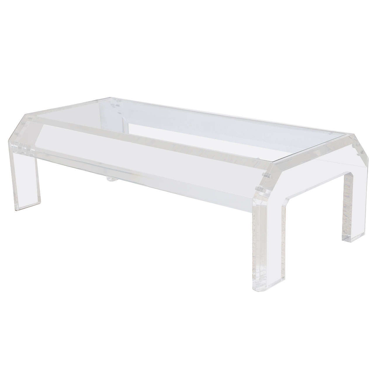 Lucite and Glass Coffee Table