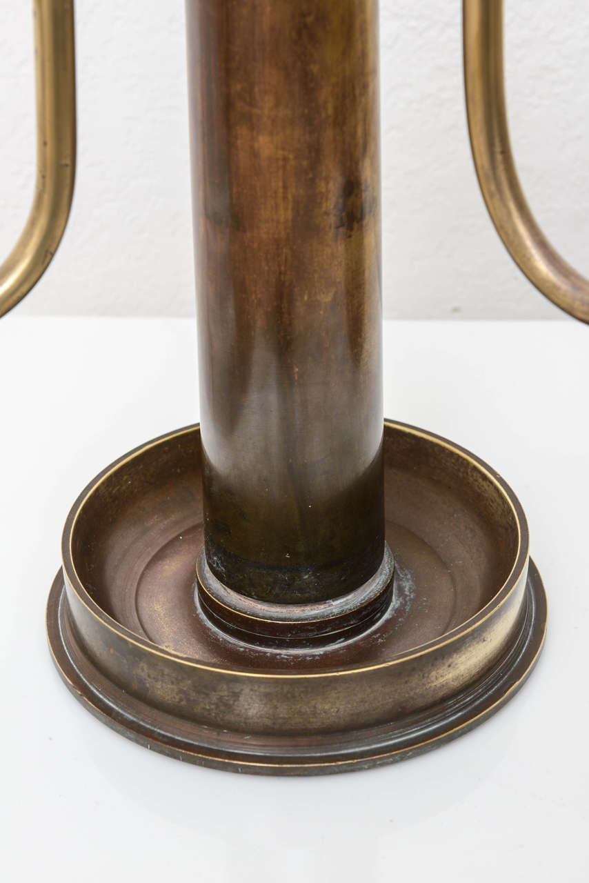 Other Midcentury, WWII Pair of Trench-Art, Shell Casing Three-Arm Candlesticks
