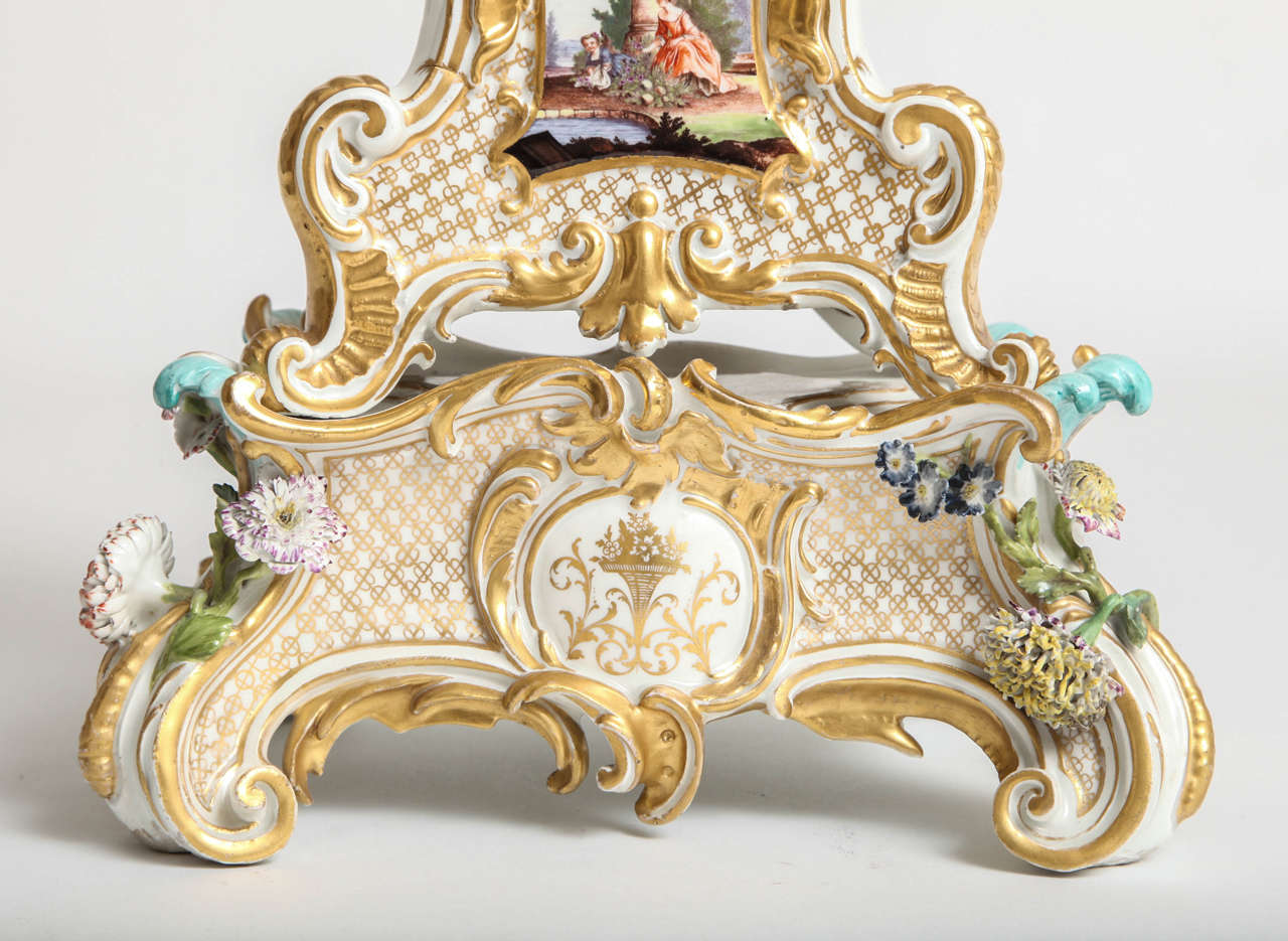 German 18th Century Rococo Meissen Porcelain Clock by Johann Frederick Ebelein