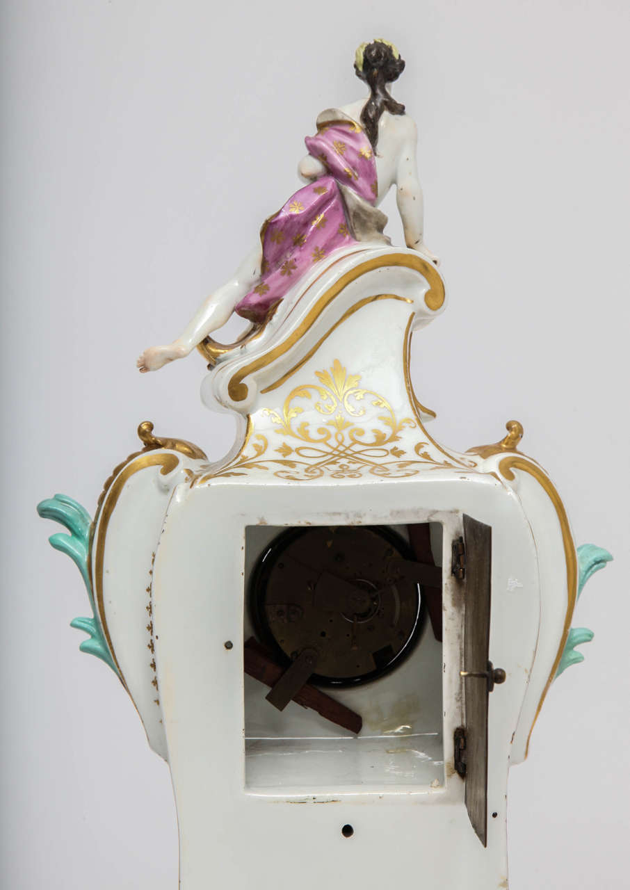 18th Century Rococo Meissen Porcelain Clock by Johann Frederick Ebelein 2