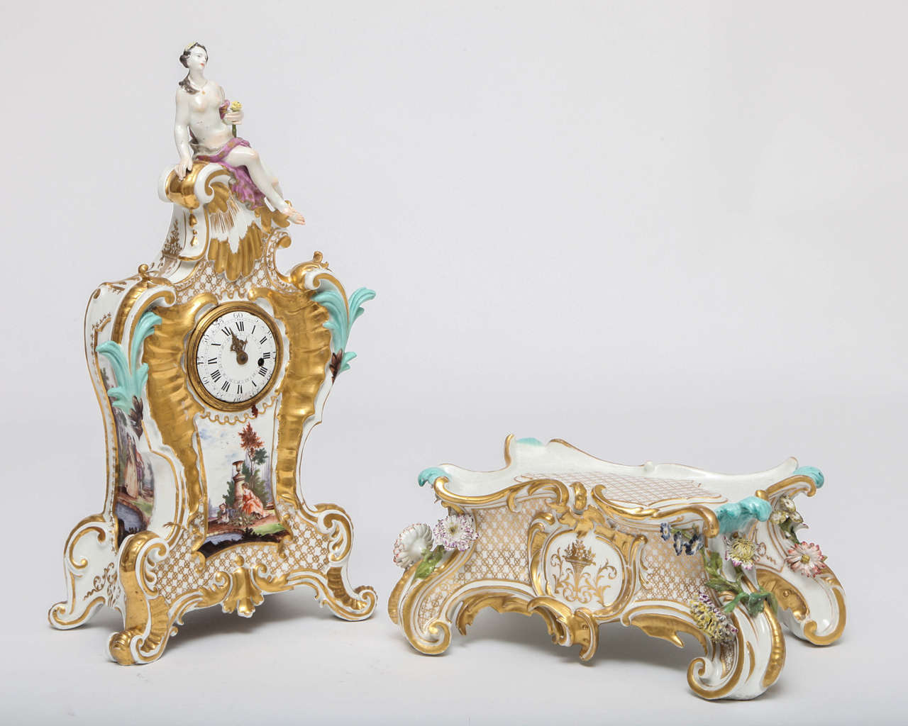 18th Century Rococo Meissen Porcelain Clock by Johann Frederick Ebelein 5