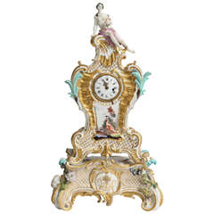 18th Century Rococo Meissen Porcelain Clock by Johann Frederick Ebelein