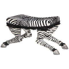 Pair of French Art Deco Carved and Painted Wood Zebra Stools, Possibly by Jansen 6