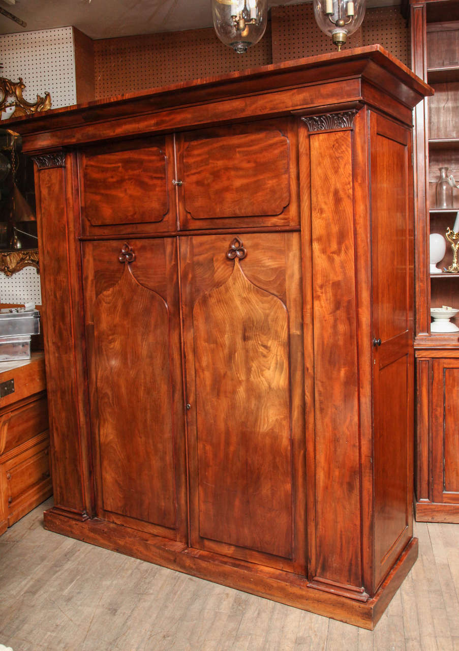 19th century King William IV era wardrobe.

Made of the finest quality mahogany. Has a side doors which open and have space for storage and hanging clothing. We are happy to specify the inside dimensions just email and request. Main cabinet