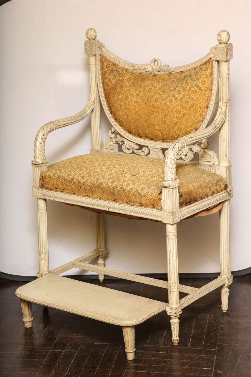 Early 20th Century Painted White Upholstered Tennis Bench with Footrest