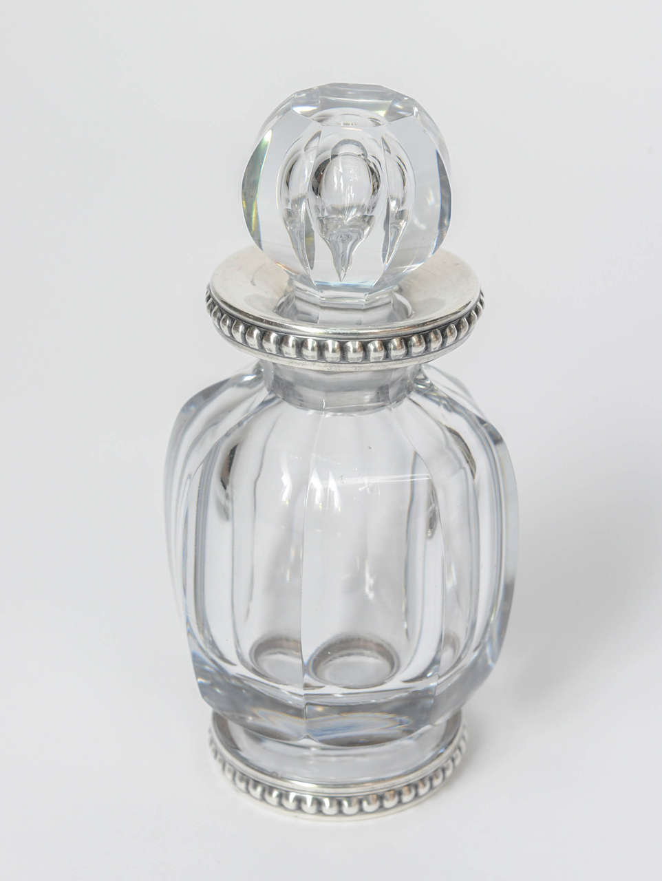20th Century French Antique Crystal and Silver Scent Perfume Bottles Vanity Set