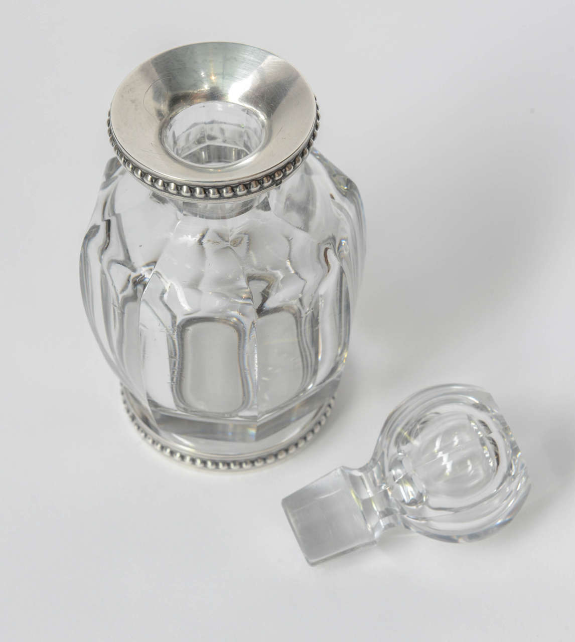 French Antique Crystal and Silver Scent Perfume Bottles Vanity Set 3