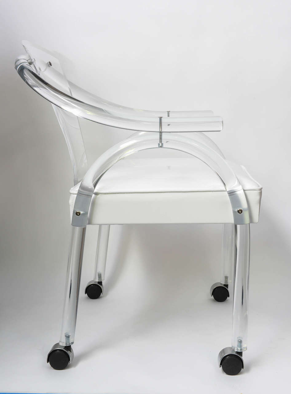 20th Century 1970s Set of Four Lucite Rolling Chairs in the Style of Hollis Jones