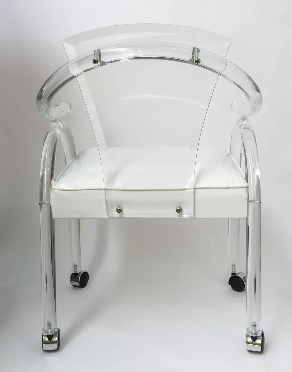 1970s Set of Four Lucite Rolling Chairs in the Style of Hollis Jones 1
