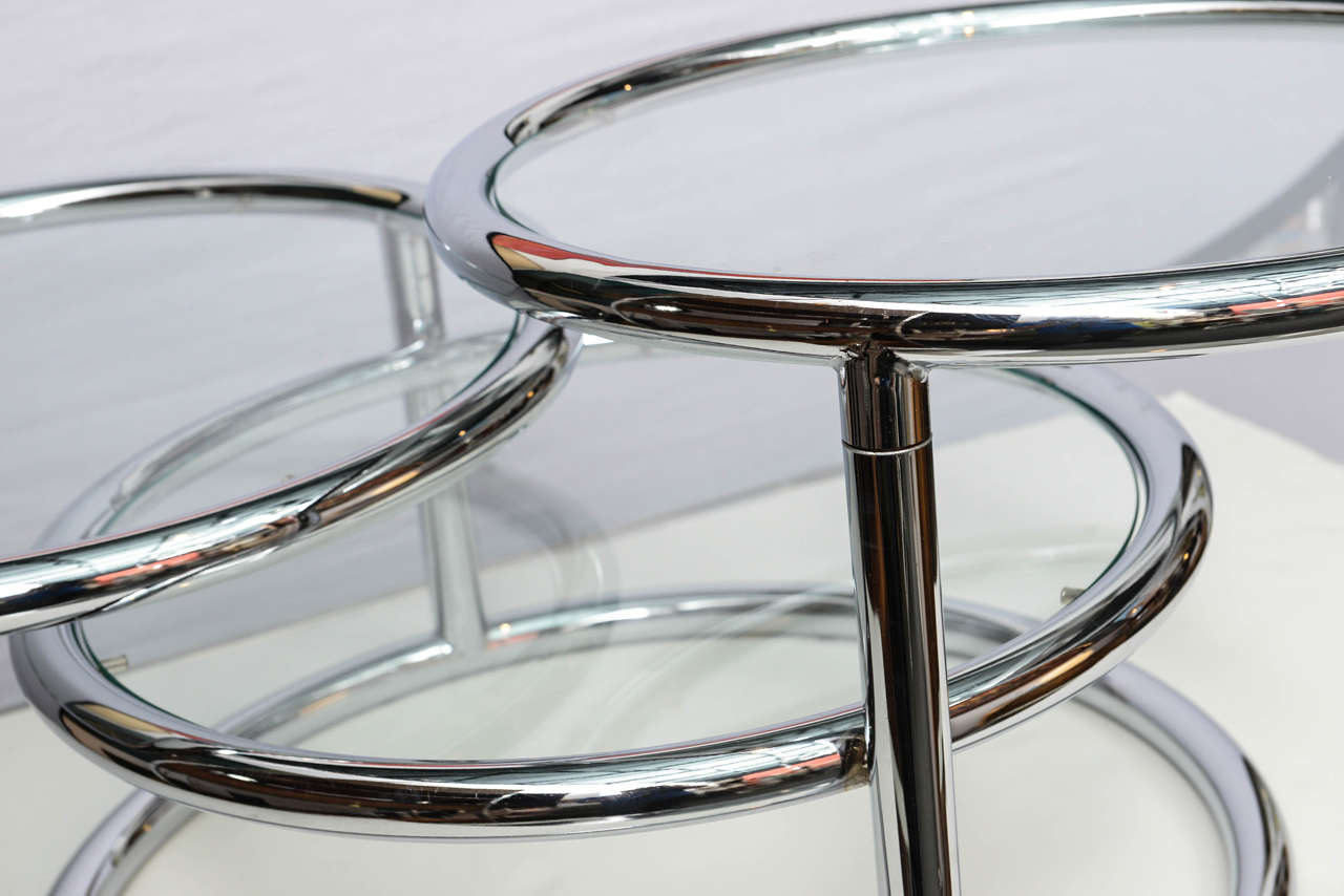 Mid-Century Modern Milo Baughman Style Swivel Tiered Circles Coffee Table