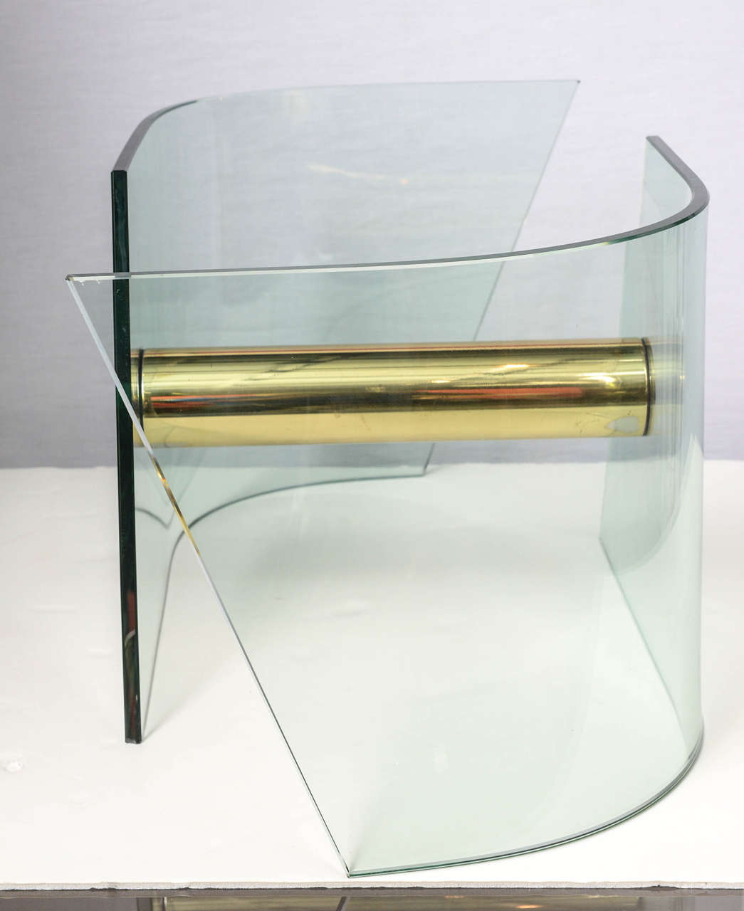 1970s Sculptural Glass Brass Coffee Table Base 3