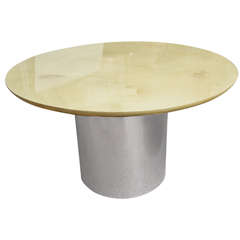 Lacquered Round Goatskin-Top Table