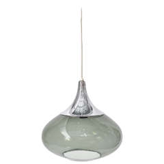 1960s Chrome and Smoked Glass Teardrop Pendant Lamp