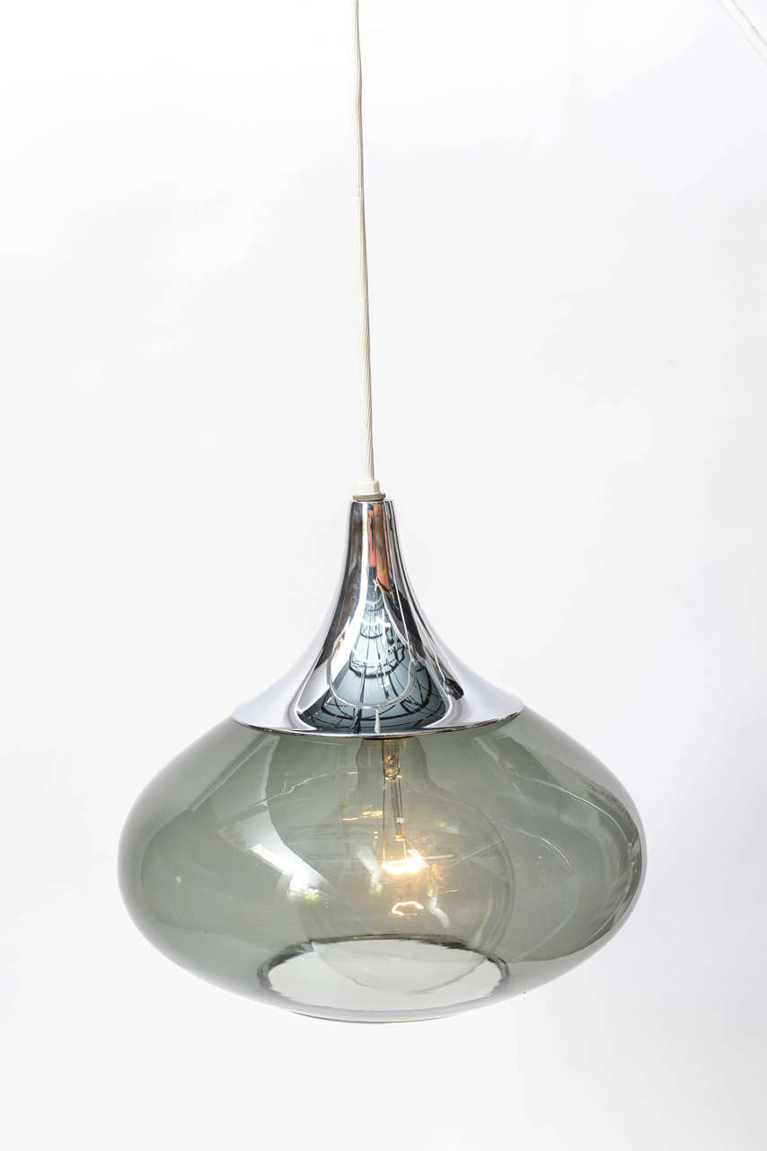 1960s Chrome and Smoked Glass Teardrop Pendant Lamp at 1stDibs smoked
