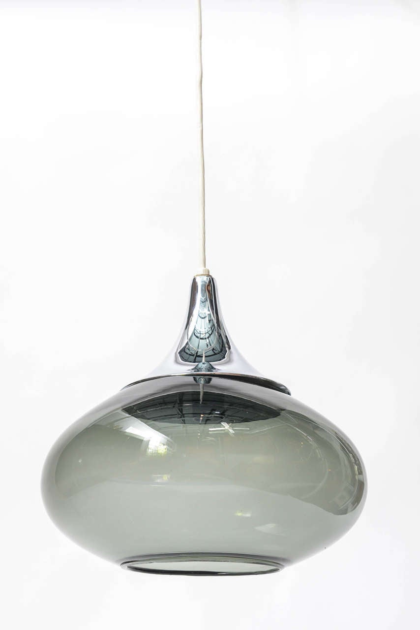 1960s Chrome and Smoked Glass Teardrop Pendant Lamp at 1stDibs smoked