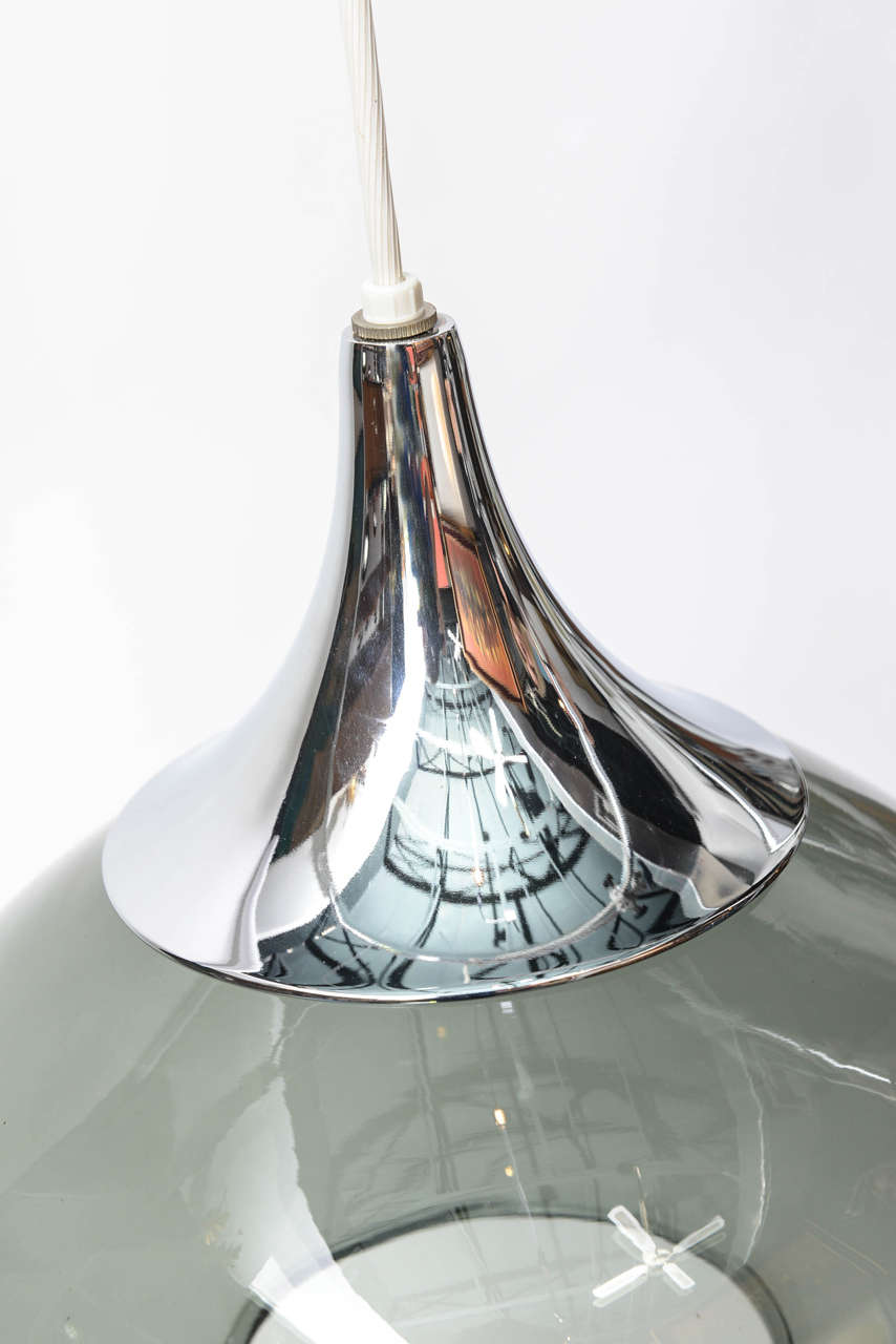 1960s Chrome and Smoked Glass Teardrop Pendant Lamp at 1stDibs smoked