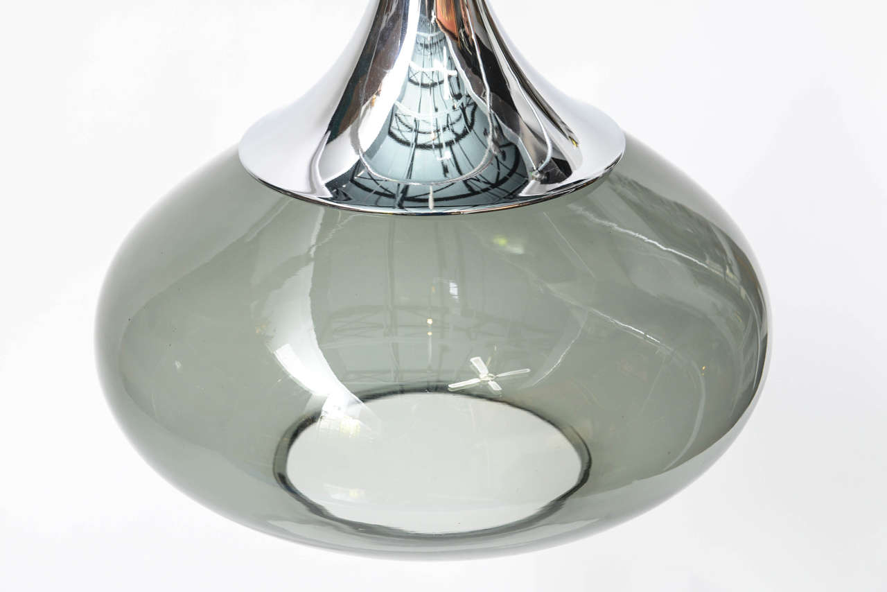 1960s Chrome and Smoked Glass Teardrop Pendant Lamp at 1stDibs smoked