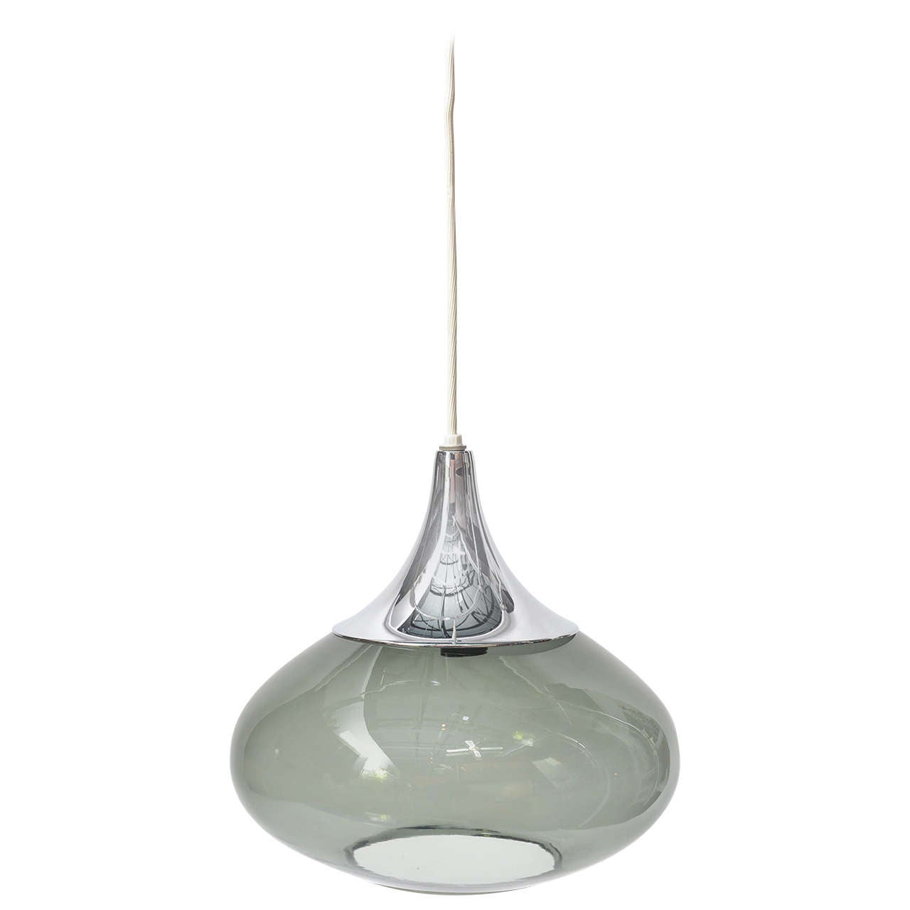 1960s Chrome and Smoked Glass Teardrop Pendant Lamp at 1stDibs smoked