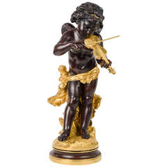 Gorgeous Statue of Angel Playing Violin signed L.Gregoire