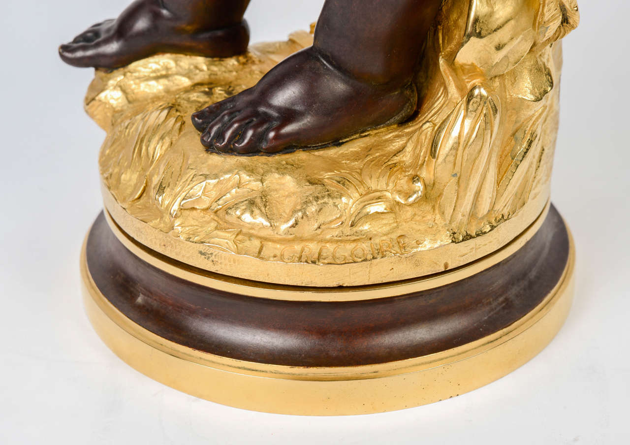 19th Century Gorgeous Statue of Angel Playing Violin signed L.Gregoire For Sale