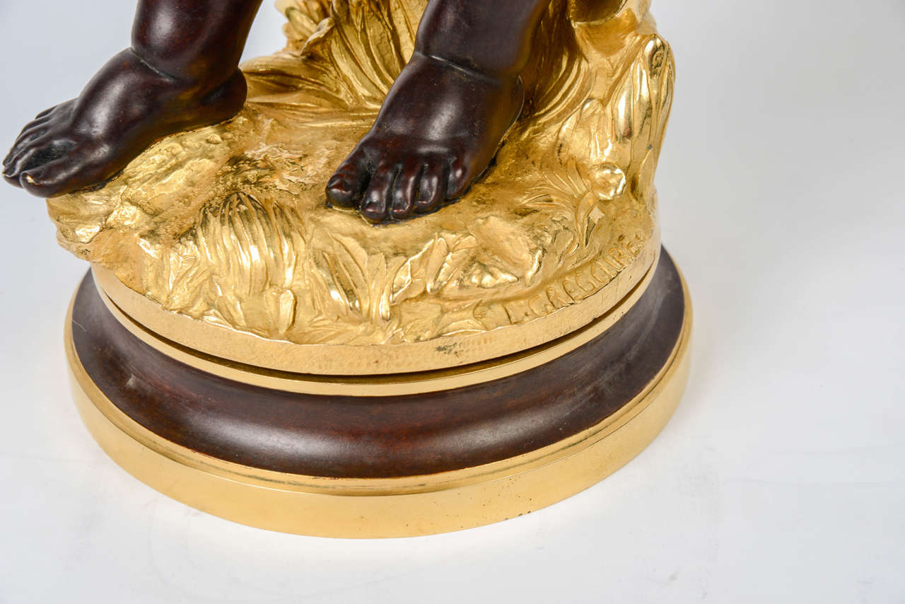 Bronze Gorgeous Statue of Angel Playing Violin signed L.Gregoire For Sale
