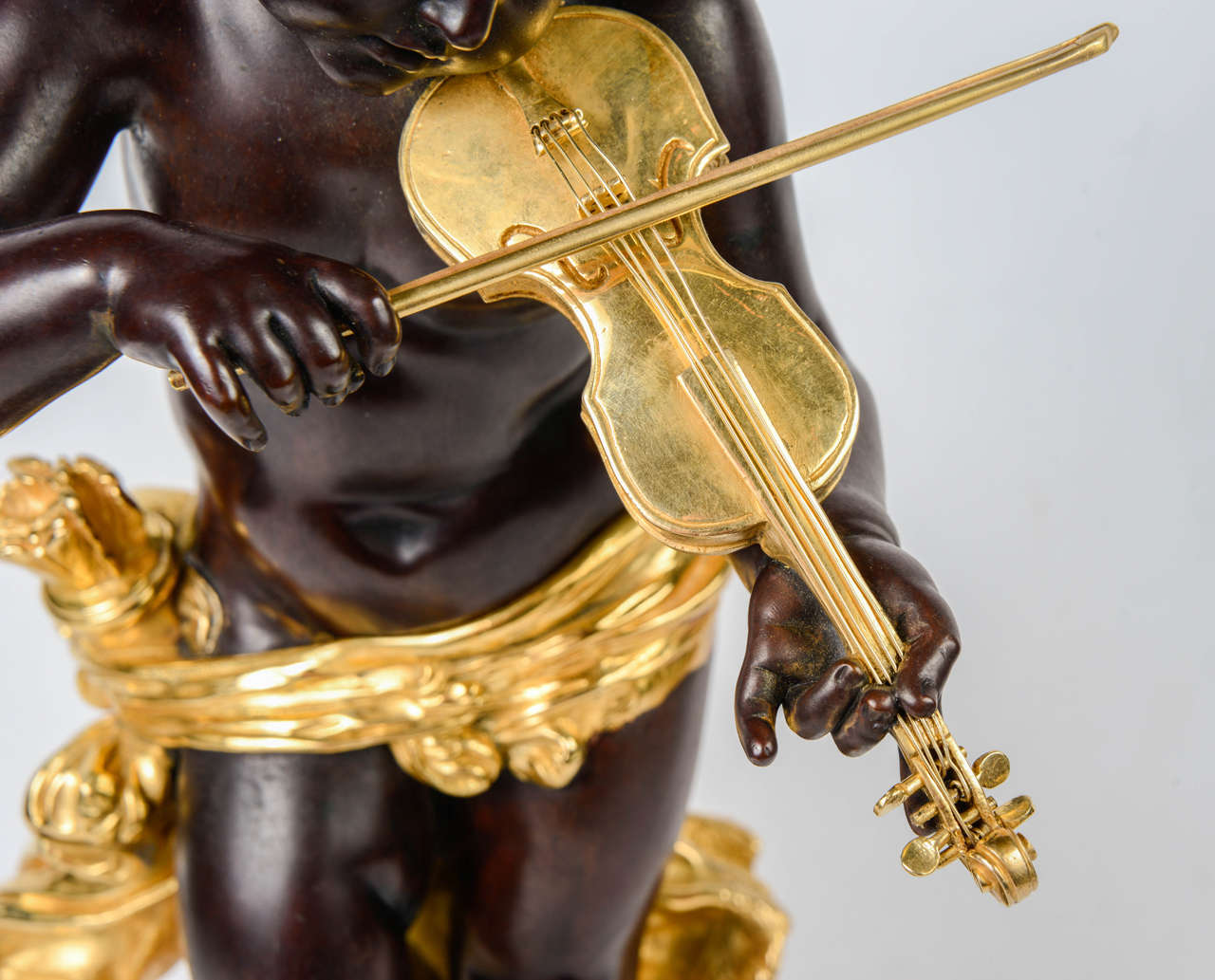 Gorgeous Statue of Angel Playing Violin signed L.Gregoire For Sale 1