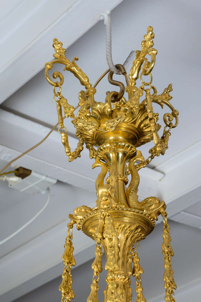 Elegant Louis XVI Style Gilded Bronze Chandelier For Sale 3