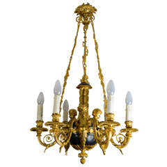 Inusual chandelier gilded and patina bronze 12